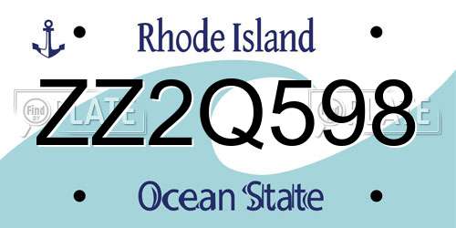 ZZ2Q598 Rhode Island License Plate