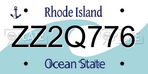 ZZ2Q776 Rhode Island License Plate