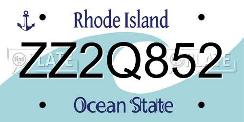 ZZ2Q852 Rhode Island License Plate