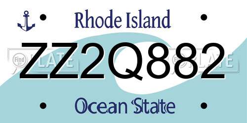 ZZ2Q882 Rhode Island License Plate