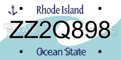 ZZ2Q898 Rhode Island License Plate