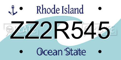 ZZ2R545 Rhode Island License Plate