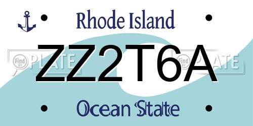 ZZ2T6A Rhode Island License Plate