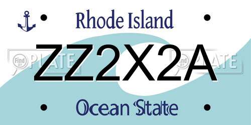 ZZ2X2A Rhode Island License Plate