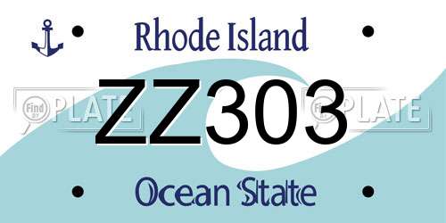 ZZ303 Rhode Island License Plate