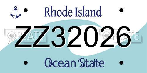 ZZ32026 Rhode Island License Plate