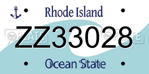 ZZ33028 Rhode Island License Plate