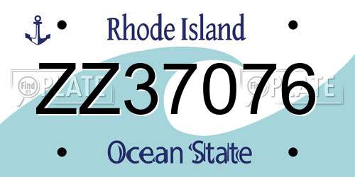 ZZ37076 Rhode Island License Plate