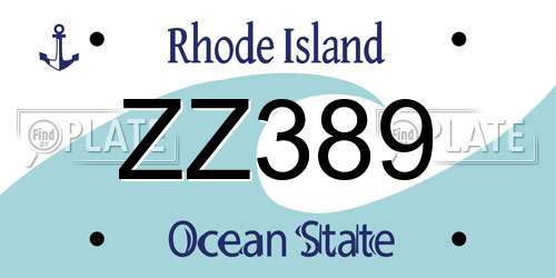 ZZ389 Rhode Island License Plate