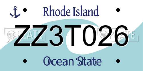ZZ3T026 Rhode Island License Plate