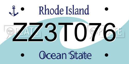 ZZ3T076 Rhode Island License Plate