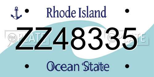 ZZ48335 Rhode Island License Plate