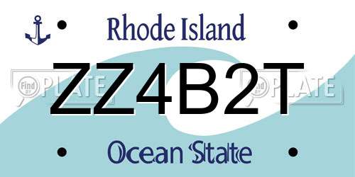 ZZ4B2T Rhode Island License Plate