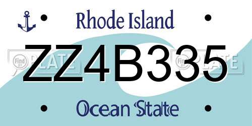 ZZ4B335 Rhode Island License Plate