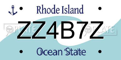 ZZ4B7Z Rhode Island License Plate