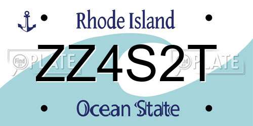 ZZ4S2T Rhode Island License Plate