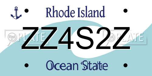 ZZ4S2Z Rhode Island License Plate