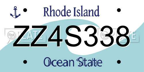 ZZ4S338 Rhode Island License Plate