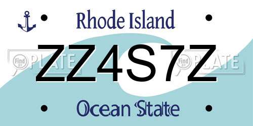 ZZ4S7Z Rhode Island License Plate