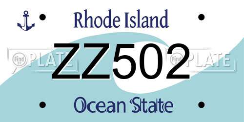 ZZ502 Rhode Island License Plate