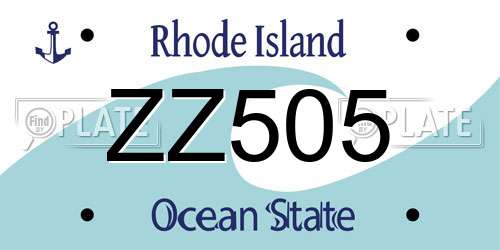 ZZ505 Rhode Island License Plate