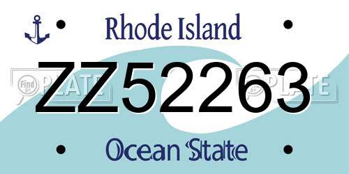 ZZ52263 Rhode Island License Plate