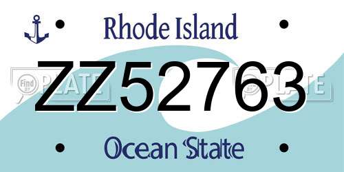 ZZ52763 Rhode Island License Plate