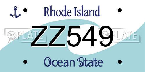ZZ549 Rhode Island License Plate