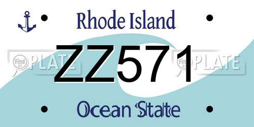 ZZ571 Rhode Island License Plate