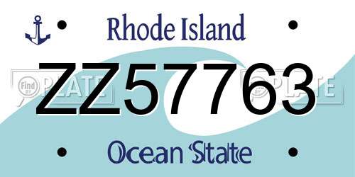 ZZ57763 Rhode Island License Plate