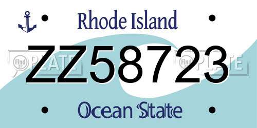ZZ58723 Rhode Island License Plate