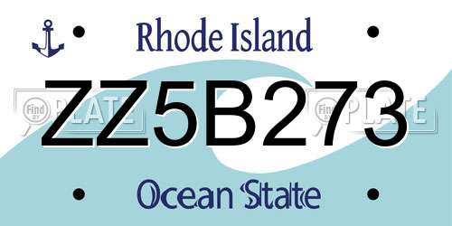 ZZ5B273 Rhode Island License Plate