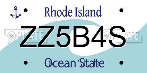 ZZ5B4S Rhode Island License Plate