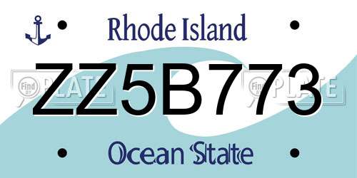 ZZ5B773 Rhode Island License Plate
