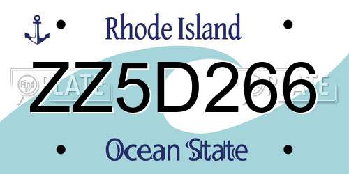 ZZ5D266 Rhode Island License Plate