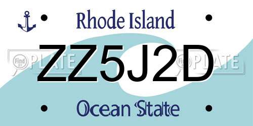 ZZ5J2D Rhode Island License Plate
