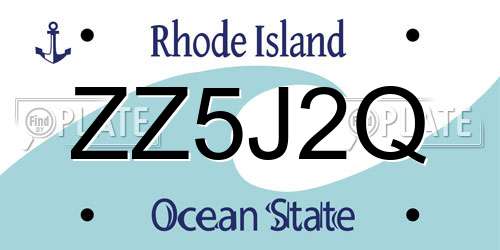 ZZ5J2Q Rhode Island License Plate