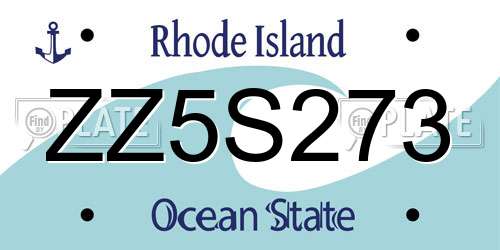 ZZ5S273 Rhode Island License Plate