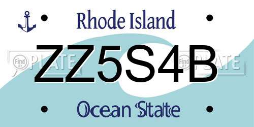ZZ5S4B Rhode Island License Plate