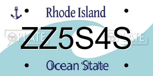 ZZ5S4S Rhode Island License Plate