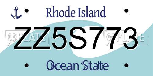 ZZ5S773 Rhode Island License Plate