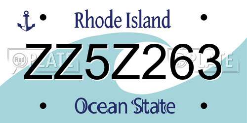 ZZ5Z263 Rhode Island License Plate