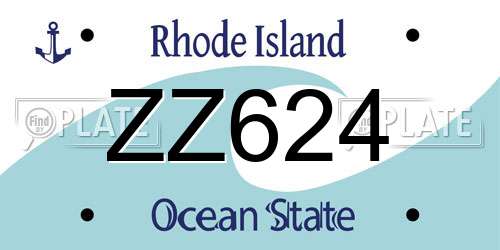 ZZ624 Rhode Island License Plate