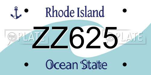 ZZ625 Rhode Island License Plate