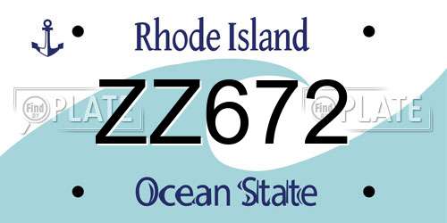 ZZ672 Rhode Island License Plate