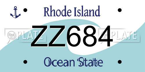 ZZ684 Rhode Island License Plate