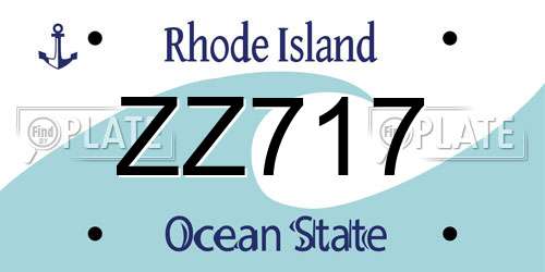 ZZ717 Rhode Island License Plate