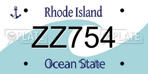 ZZ754 Rhode Island License Plate