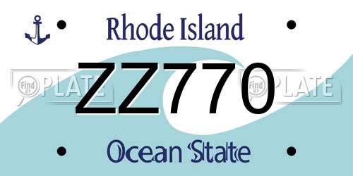 ZZ770 Rhode Island License Plate