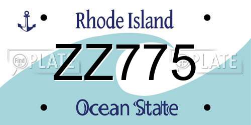 ZZ775 Rhode Island License Plate